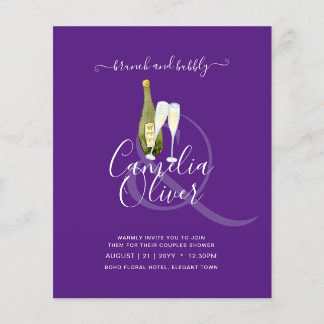 LeahG BUDGET Brunch Bubbly Bridal Shower Wedding Flyer (Front)