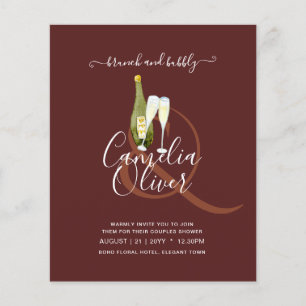 LeahG BUDGET Brunch Bubbly Bridal Shower Wedding Flyer