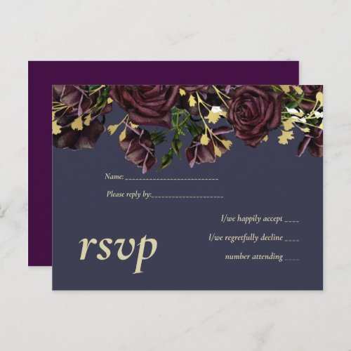 LeahG BUDGET Dark PLUM Roses Wedding Invitation Postcard