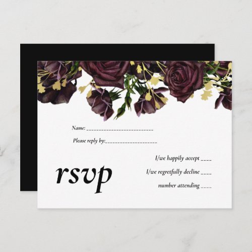 LeahG BUDGET Dark PLUM Roses Wedding Invitation Postcard