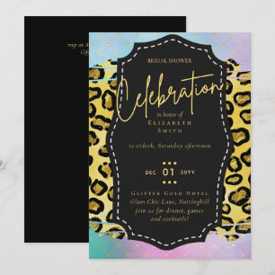 LeahG Budget Glam Chic Bridal Shower Unicorn Gold Invitation