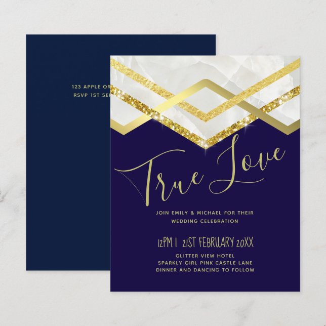 LeahG Budget Navy Gold Art Deco Wedding (Front/Back)