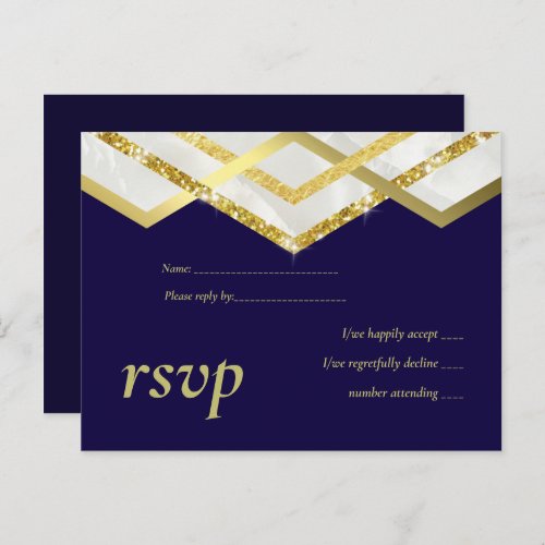 LeahG Budget Navy Gold Art Deco Wedding Invitation Postcard