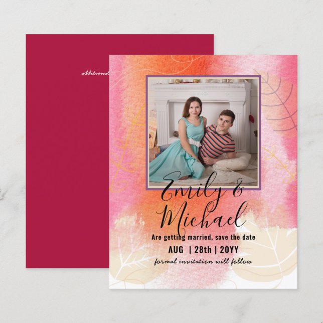 LeahG Budget PHOTO Save Date Fruity Berry Abstract (Front/Back)