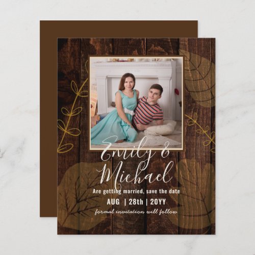 LeahG Budget PHOTO Save Date Rustic Wood Abstract