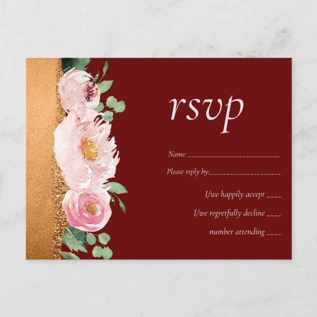 LeahG Budget Rose Glamor Girly Wedding Postcard (Front)