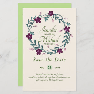 LeahG BUDGET Save Date Plum Floral Wreath