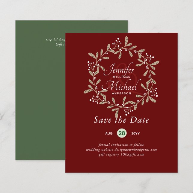 LeahG BUDGET Save Dates Modern Wreath Colors (Front/Back)
