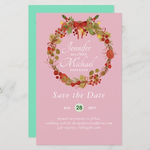 LeahG BUDGET Save Dates Red Rustic Festive Wreath