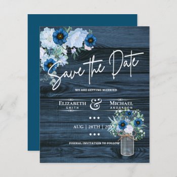 LeahG BUDGET Save Rustic Dusty Blue Flowers