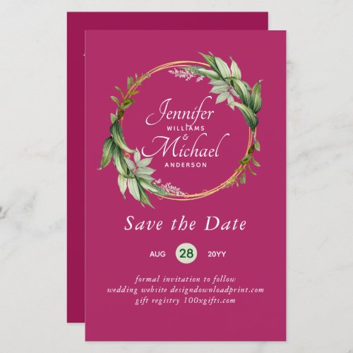 LeahG BUDGET Save The Date Greenery Wreath Modern