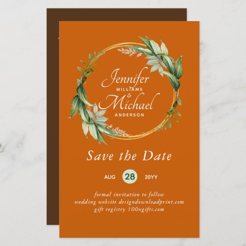 LeahG BUDGET Save The Date Greenery Wreath Modern