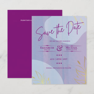 LeahG BUDGET Save The Date Magenta Gold Abstract