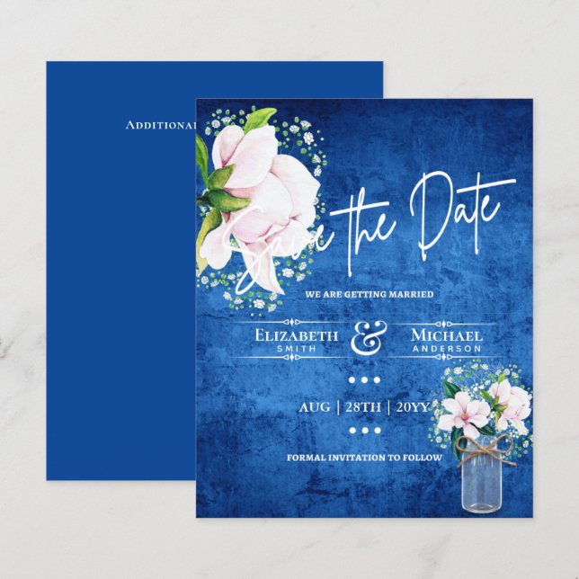 LeahG BUDGET Save The Date Pink Magnolias (Front/Back)