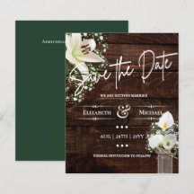 LeahG BUDGET Save The Date Rustic Cala Lillies