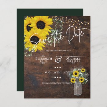 LeahG BUDGET Save The Date Rustic Sunflowers