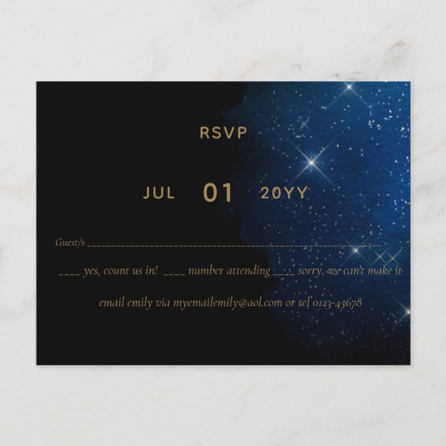 LeahG BUDGET Starry Night Wedding RSVP Postcard (Front)