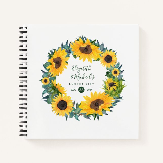 LeahG Budget Sunflowers Wreath BUCKET LIST Journal (Front)