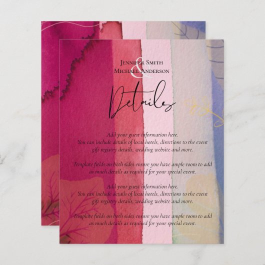 LeahG BUDGET Wedding Berry Red Purple Watercolor (Front/Back)