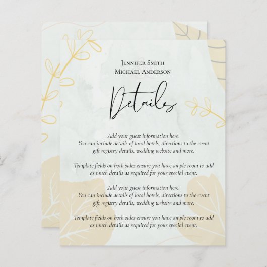 LeahG Budget Wedding Gold Gray Fall Leaves (Front/Back)