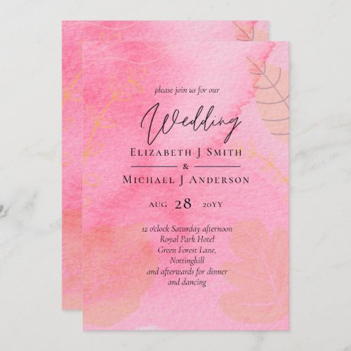 LeahG Budget Wedding Pink Peach Watercolor Abstrac