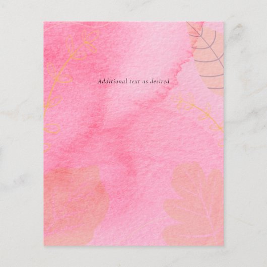 LeahG Budget Wedding Pink Peach Watercolor Abstrac (Back)