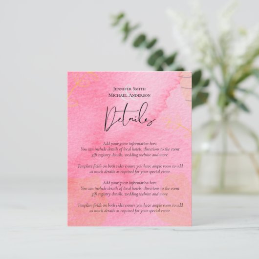 LeahG Budget Wedding Pink Peach Watercolor Abstrac (Standing Front)