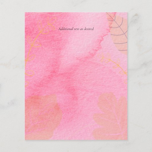 LeahG Budget Wedding Pink Peach Watercolor Abstrac (Back)