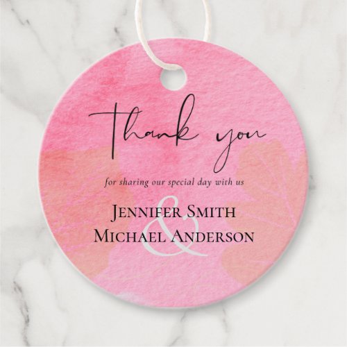 LeahG Budget Wedding Pink Peach Watercolor Abstrac Favor Tags