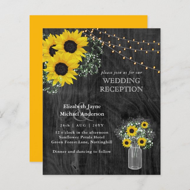 LeahG Budget Wedding RECEPTION Rustic Sunflowers (Front/Back)