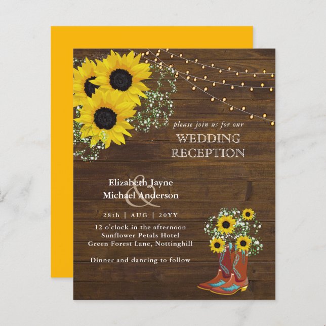 LeahG Budget Wedding RECEPTION Rustic Sunflowers (Front/Back)