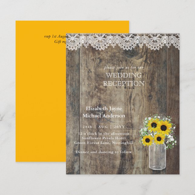 LeahG Budget Wedding RECEPTION Rustic Sunflowers (Front/Back)