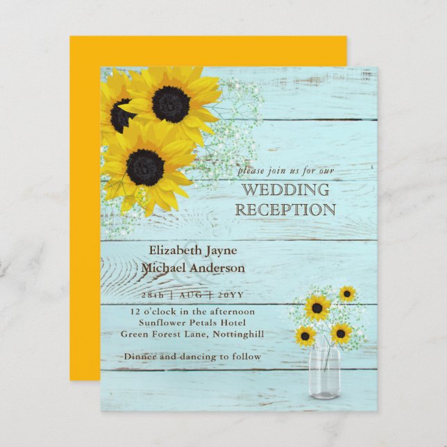 LeahG Budget Wedding RECEPTION Rustic Sunflowers (Front/Back)