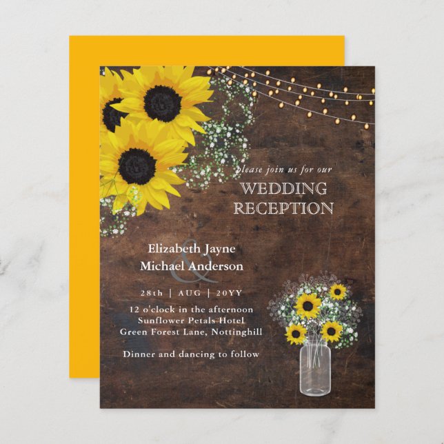 LeahG Budget Wedding RECEPTION Rustic Sunflowers (Front/Back)