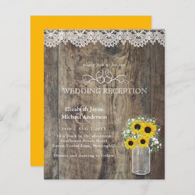 LeahG Budget Wedding RECEPTION Rustic Sunflowers (Front/Back)