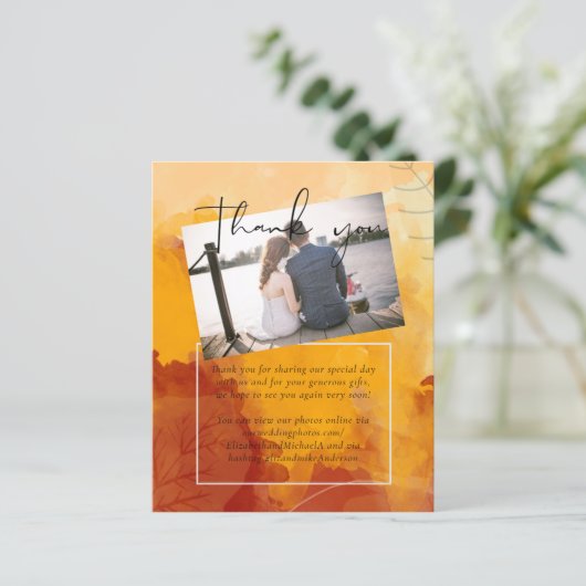LeahG Budget Wedding Watercolor Sunset Fall Leaves (Standing Front)
