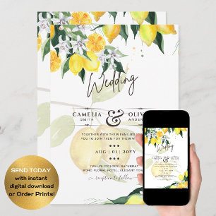 LeahG Citrus Yellow Lemons Wedding Invites