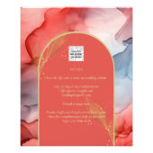 LeahG Coral Navy Blue Gold INK Wedding INVITE Flyer (Back)