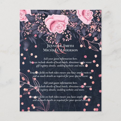 LeahG Denim Blue Rosegold Pink Floral Wedding