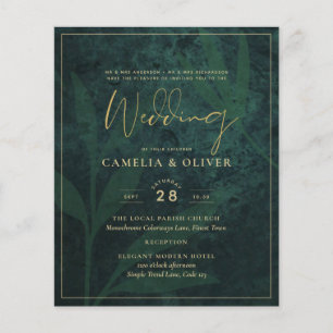 LeahG Emerald Forest Green Gold Wedding Invite Flyer