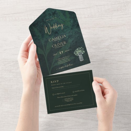 LeahG Emerald Forest Green Wedding INVITE