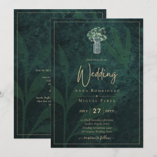 LeahG Emerald Forest Green Wedding INVITE