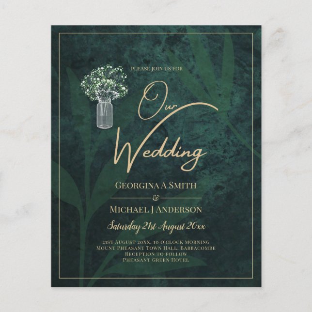 LeahG Emerald Forest Green Wedding INVITE Flyer (Front)