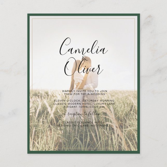 LeahG Emerald Forest Green Wedding INVITE Flyer (Front)