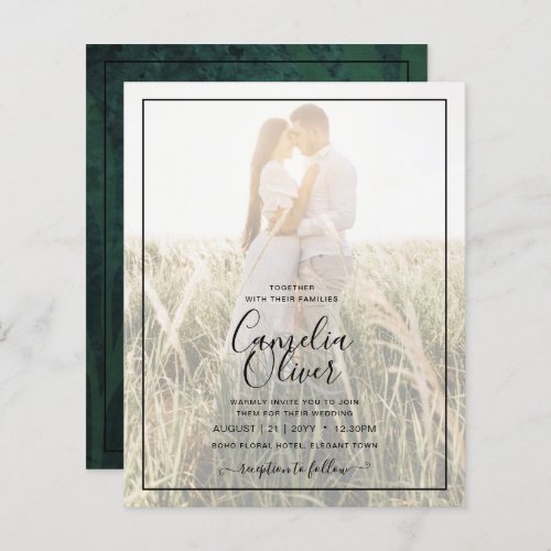 LeahG Emerald Green Photo Overlay Wedding Invite