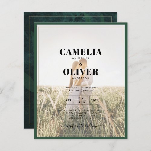 LeahG Emerald Green Photo Overlay Wedding Invite