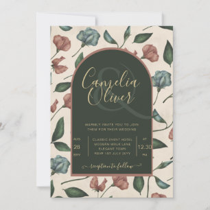 LeahG Emerald Green Terracotta Gold FALL Wedding Invitation