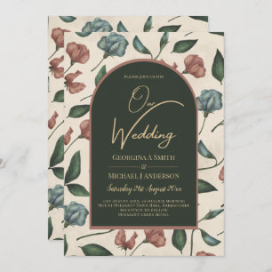 LeahG Emerald Green Terracotta Gold FALL Wedding Invitation