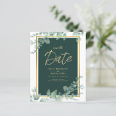 LeahG Eucalyptus Greenery Gold WEDDING QR CODE (Standing Front)
