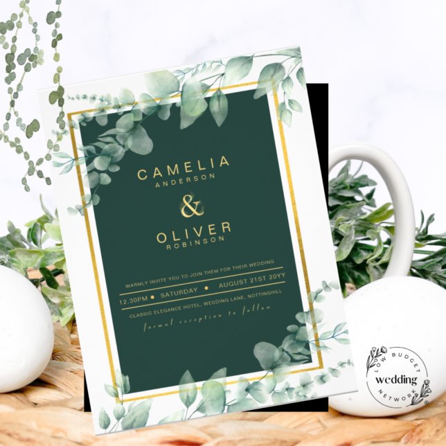 LeahG Eucalyptus Greenery Gold WEDDING QR CODE (Creator Uploaded)